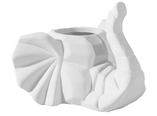 Bisque Faceted Elephant Planter (Case of 4)