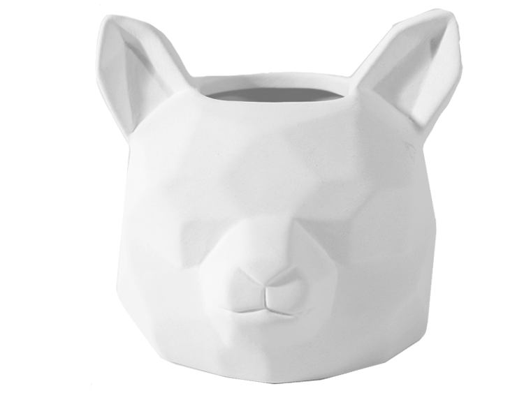 Bisque Faceted Fox Planter (Case of 4)