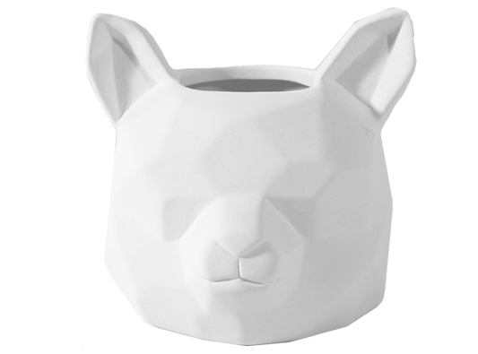 Bisque Faceted Fox Planter (Case of 4)