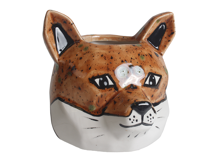 Bisque Faceted Fox Planter (Case of 4)