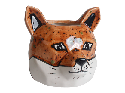 Bisque Faceted Fox Planter (Case of 4)
