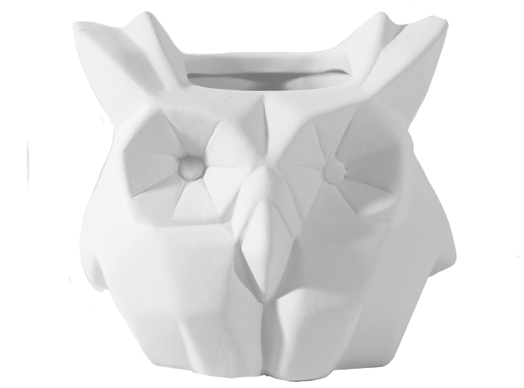 Bisque Faceted Owl Planter (Case of 4)