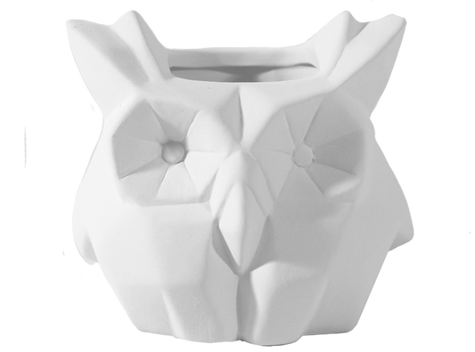 Bisque Faceted Owl Planter (Case of 4)