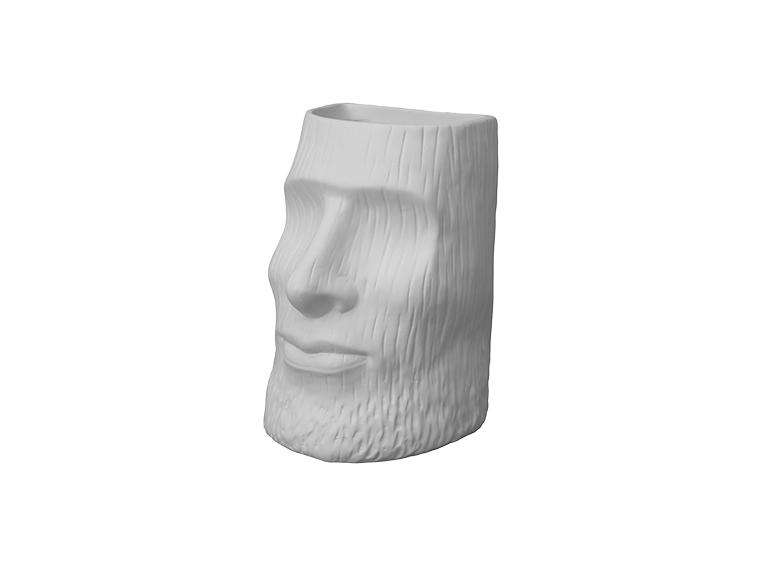 Bisque Woodgrain Moai Vase (Case of 2)