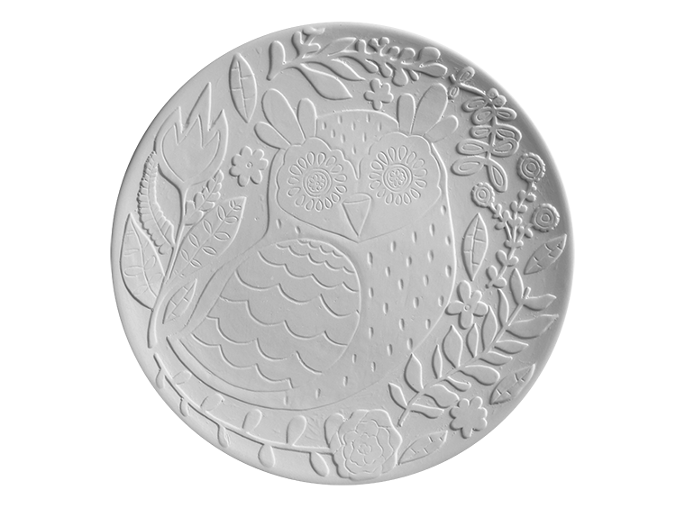 Bisque Natural Owl Plate (Case of 6)
