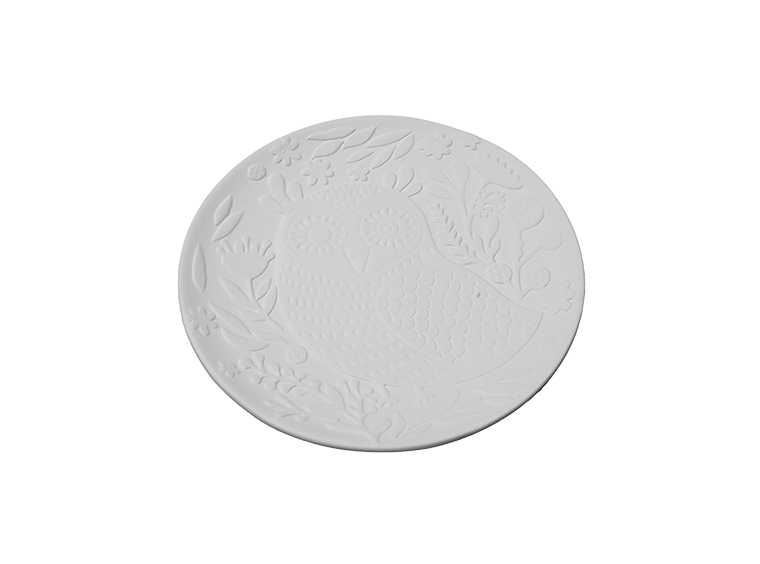 Bisque Natural Owl Plate (Case of 6)