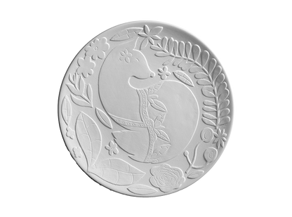 Bisque Floral Fox Plate (Case of 6)