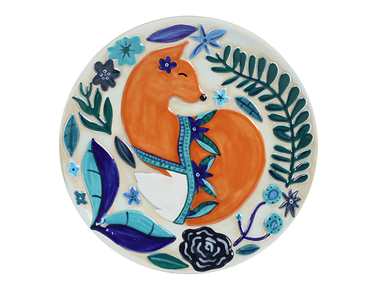Bisque Floral Fox Plate (Case of 6)
