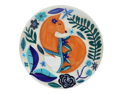 Bisque Floral Fox Plate (Case of 6)