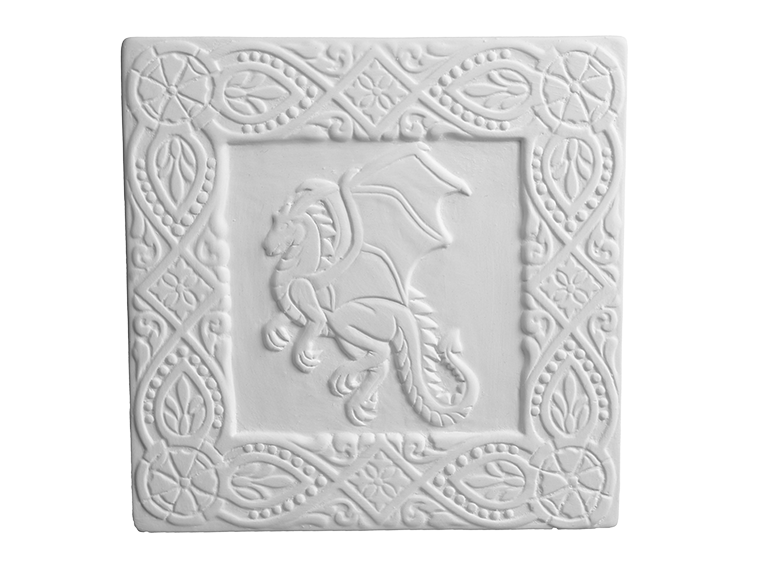 Bisque Medieval Dragon Plaque (Case of 12)