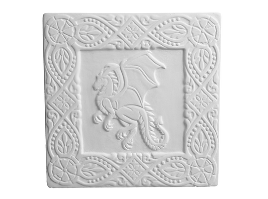 Bisque Medieval Dragon Plaque (Case of 12)