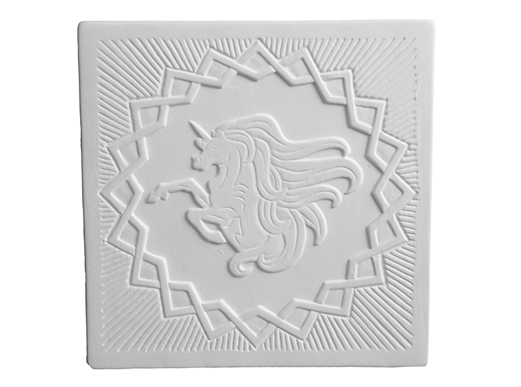 Bisque Rearing Unicorn Plaque (Case of 12)