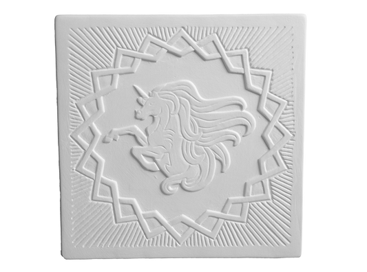 Bisque Rearing Unicorn Plaque (Case of 12)