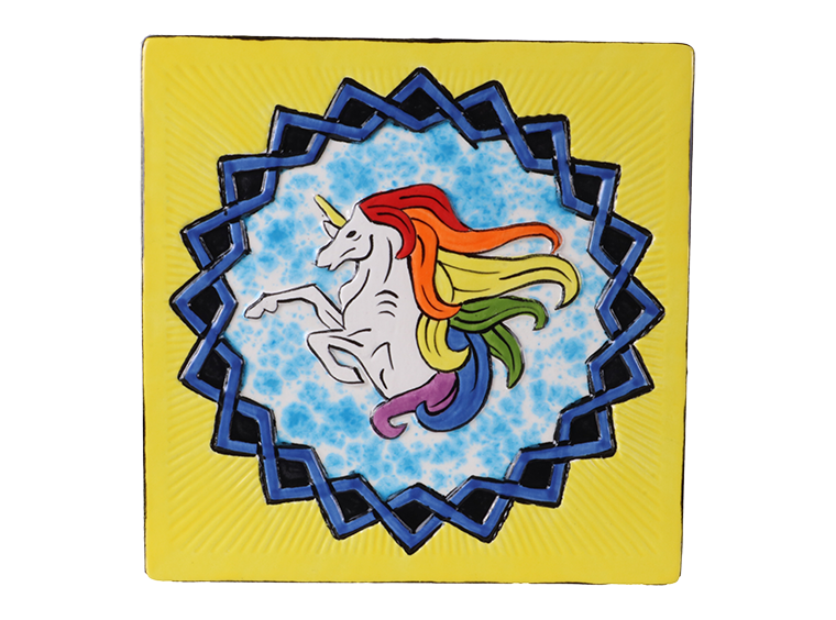 Bisque Rearing Unicorn Plaque (Case of 12)
