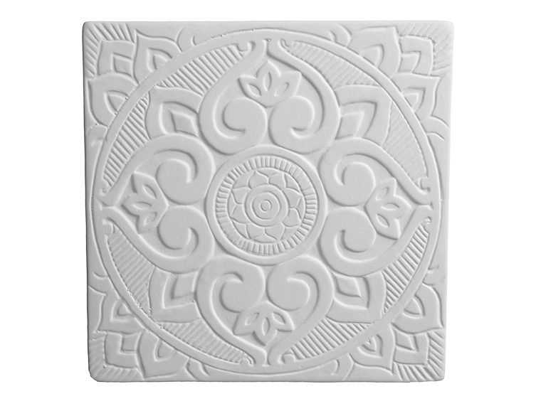 Bisque Lotus Mandala Plaque (Case of 12)