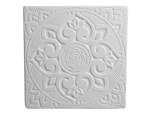 Bisque Lotus Mandala Plaque (Case of 12)