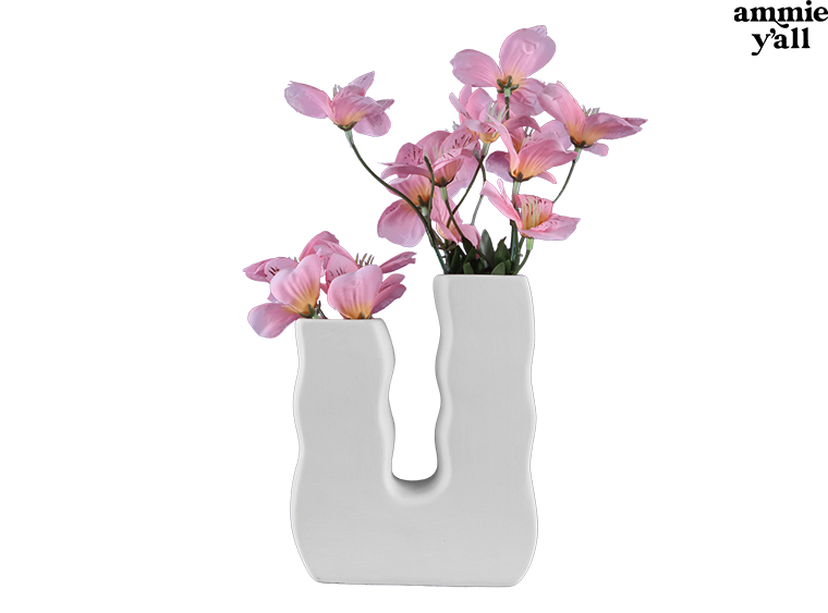Bisque Double Squiggle Vase (Case of 4)