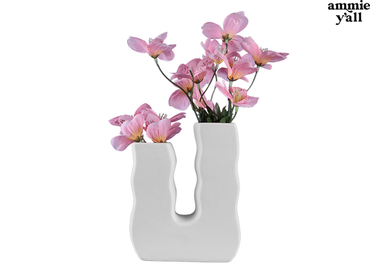 Bisque Double Squiggle Vase (Case of 4)