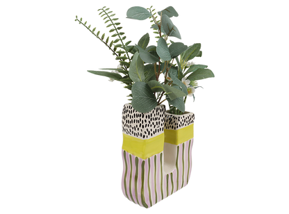 Bisque Double Squiggle Vase (Case of 4)