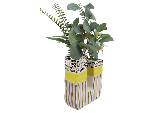 Bisque Double Squiggle Vase (Case of 4)