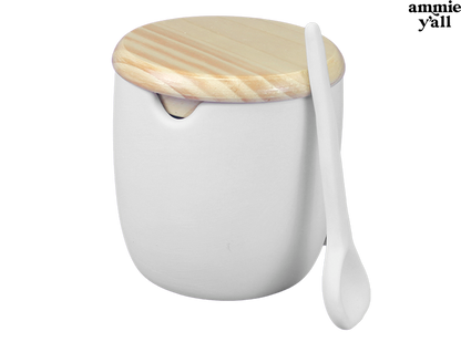 Bisque Fortune Salt Cellar W/ Spoon (Case of 4)