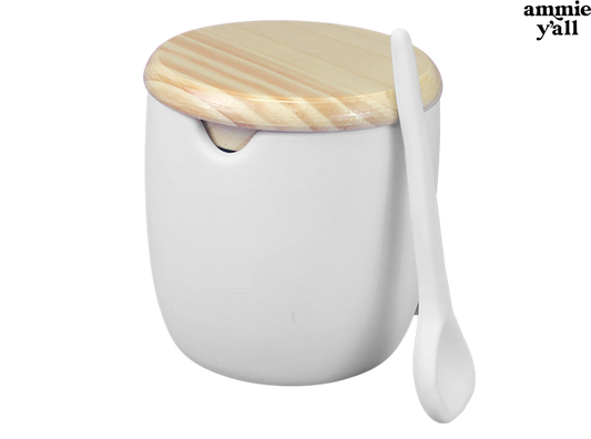 Bisque Fortune Salt Cellar W/ Spoon (Case of 4)