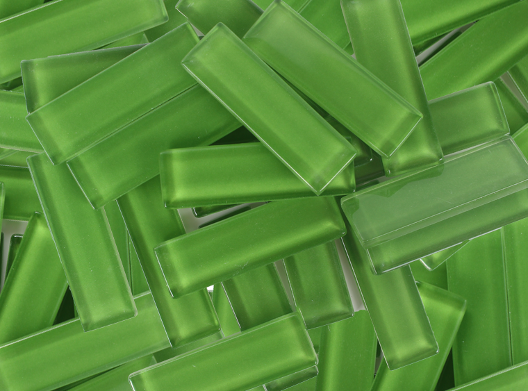 Kiwi Green Crystal Glass Mosaic Tile 15x48mm (Case of 1)