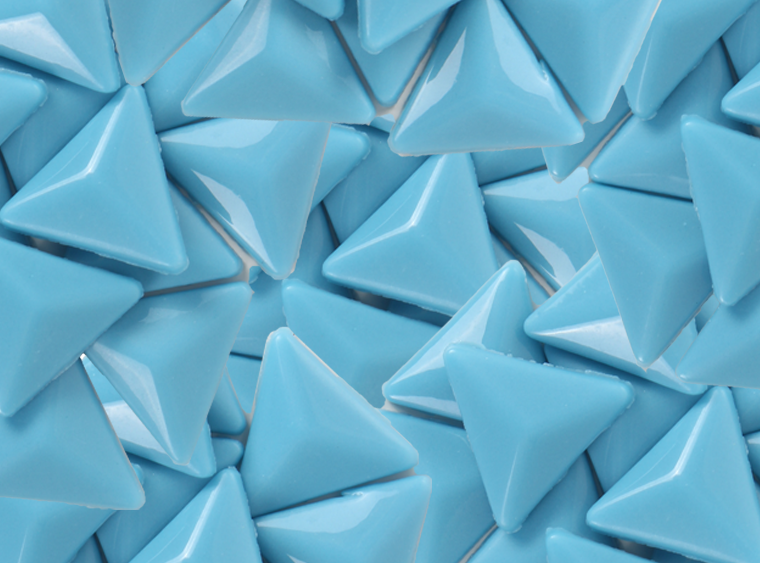 Hawaiian Blue Glossy Triangle Mosaic Tile 28mm (Case of 1)