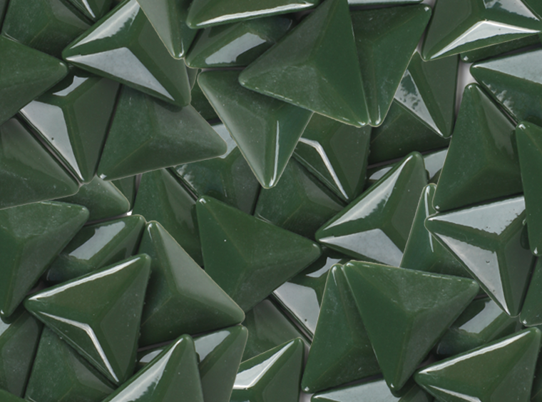 Cedar Green Glossy Triangle Mosaic Tile 28mm (Case of 1)