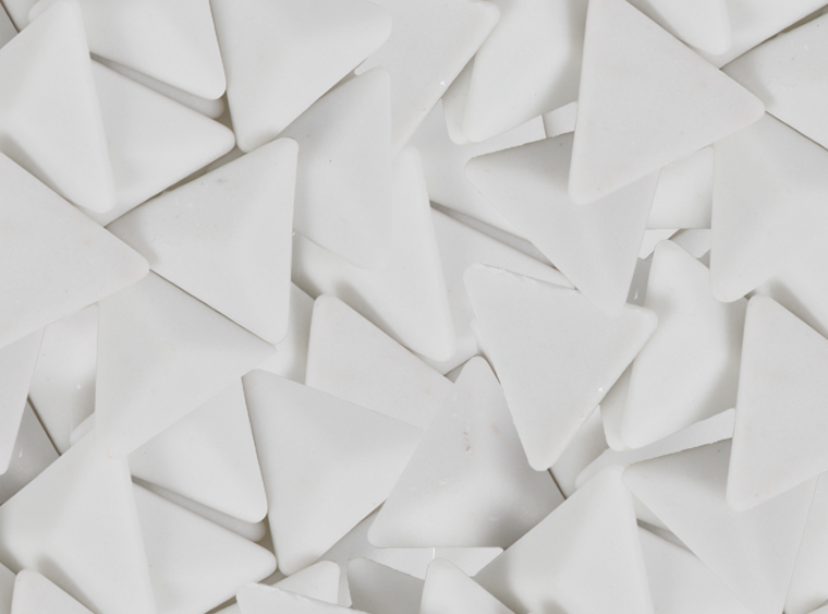 Snow White Matte Triangle Mosaic Tile 28mm (Case of 1)