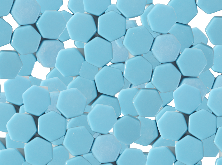 Hawaiian Blue Glossy Hexagon Mosaic Tile 15mm (Case of 1)