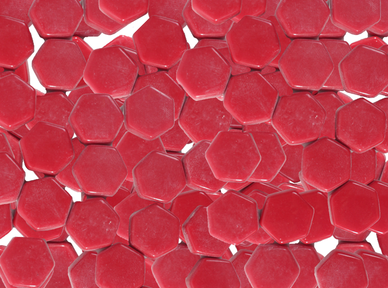 Raspberry Glossy Hexagon Mosaic Tile 15mm (Case of 1)
