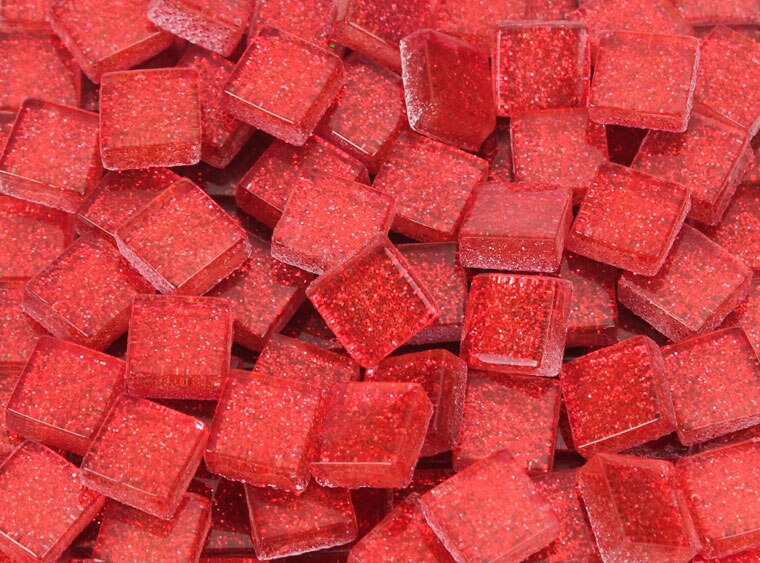 Radiant Red Glitter Mosaic Tile 10 Mm (Case of 1)