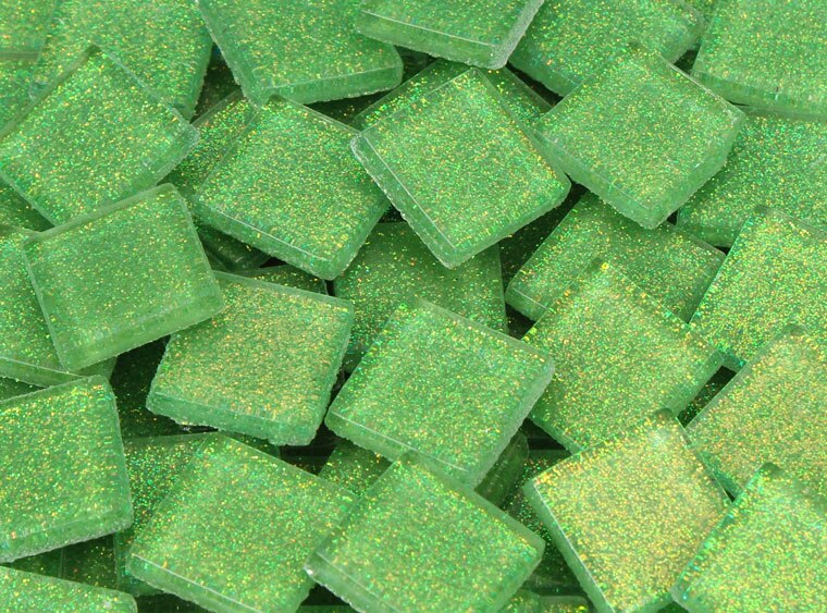 Bright Green Glitter Mosaic Tile 20 Mm (Case of 1)