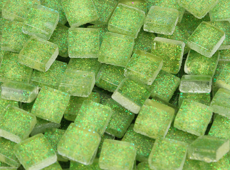Bright Green Glitter Mosaic Tile 10 Mm (Case of 1)