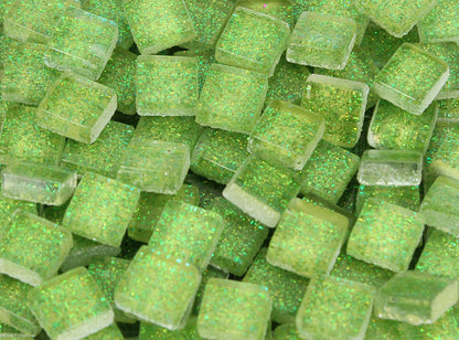 Bright Green Glitter Mosaic Tile 10 Mm (Case of 1)