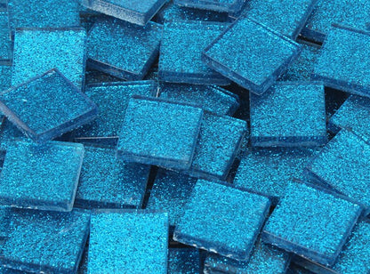 Medium Blue Glitter Moasaic Tile 20 Mm (Case of 1)