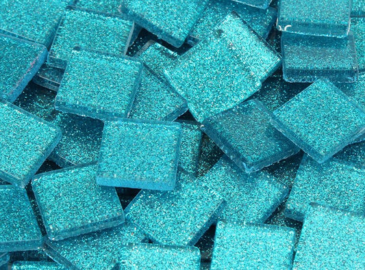 Azure Blue Glitter Mosaic Tile 20 Mm (Case of 1)