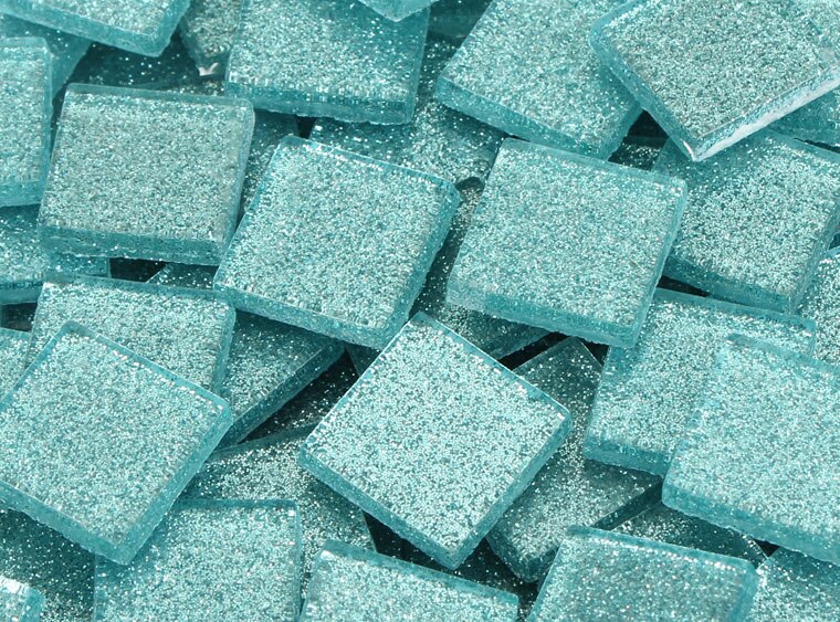Bondi Blue Glitter Mosaic Tile 20 Mm (Case of 1)