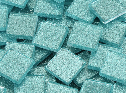 Bondi Blue Glitter Mosaic Tile 20 Mm (Case of 1)