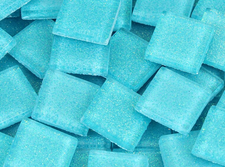 Celeste Blue Glitter Mosaic Tile 20 Mm (Case of 1)