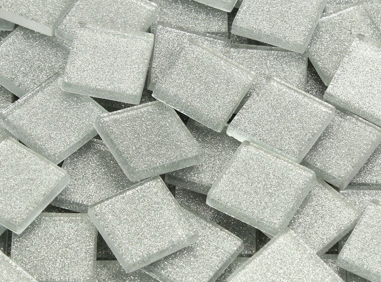 Silver Glitter Mosaic Tile 20 Mm (Case of 1)