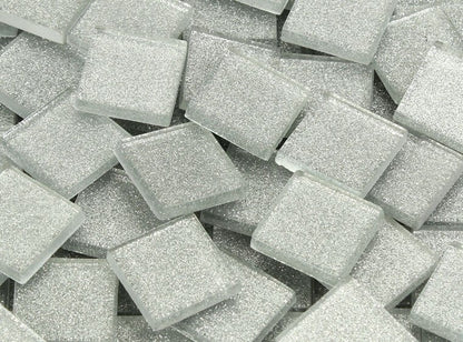 Silver Glitter Mosaic Tile 20 Mm (Case of 1)