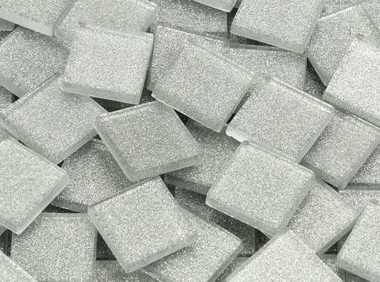 Silver Glitter Mosaic Tile 20 Mm (Case of 1)