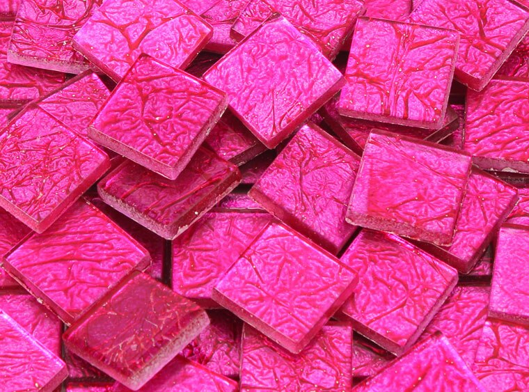Hot Pink Foil Mosaic Tile 20 Mm (Case of 1)