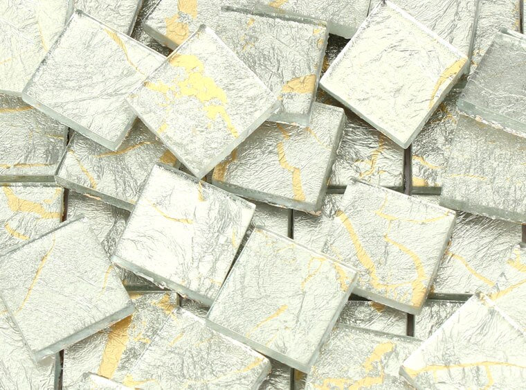 Gold-Veined Silver Foil Mosaic Tile 20 Mm (Case of 1)