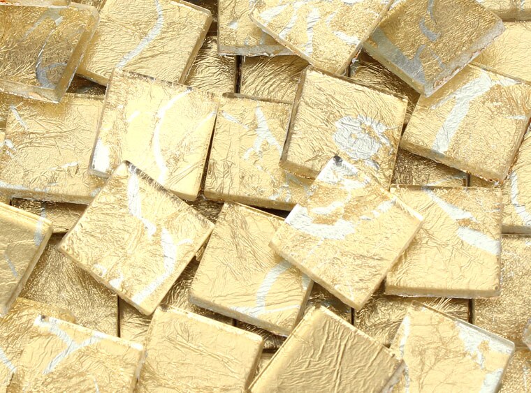 Silver-Veined Gold Foil Mosaic Tile 20 Mm (Case of 1)