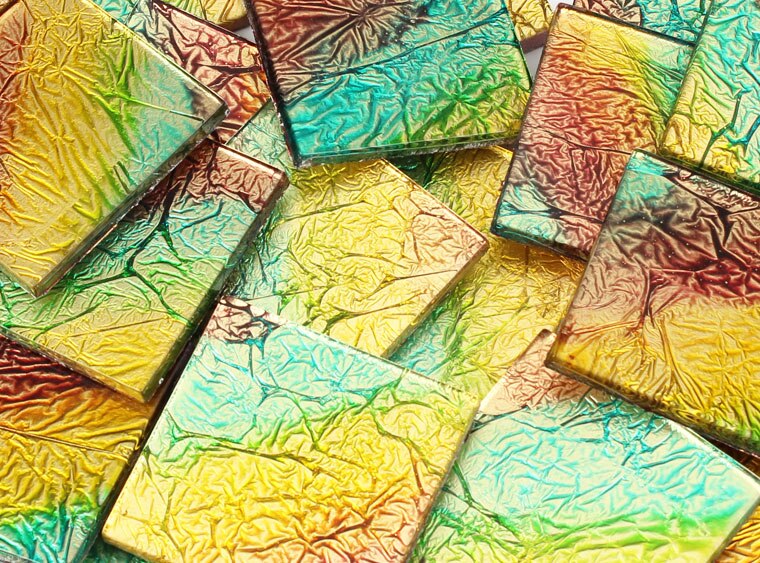 Peacock Foil Mosaic Tile 48 Mm (Case of 1)