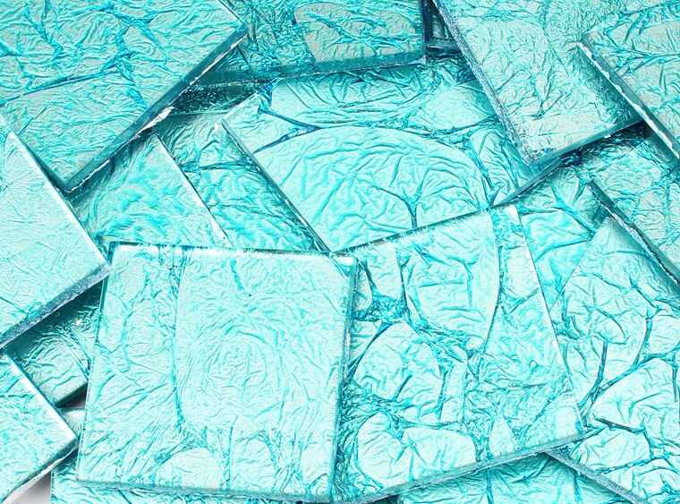 Electric Blue Foil Mosaic Tile 48 Mm (Case of 1)