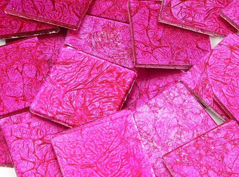 Hot Pink Foil Mosaic Tile 48 Mm (Case of 1)